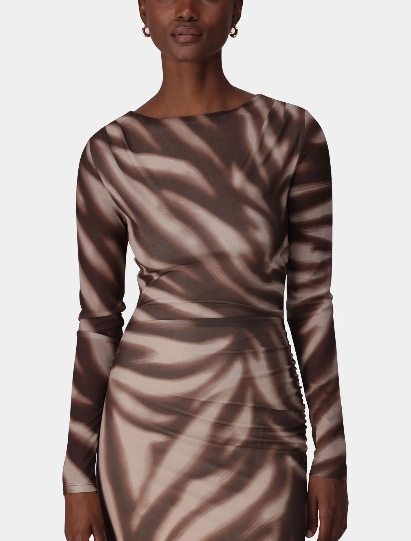 Alannah Mesh Long Sleeve Midi Dress
