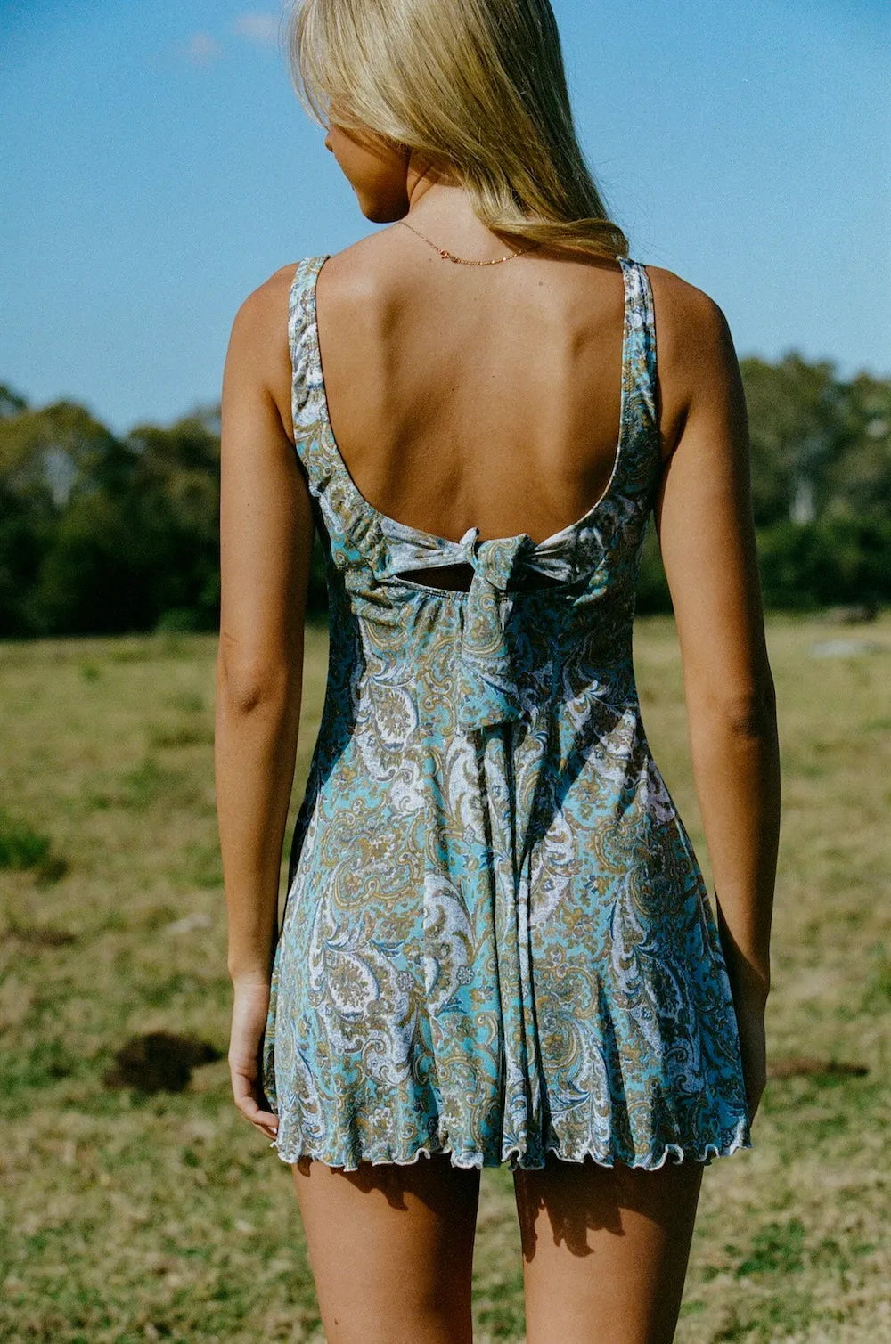 Babysitter Underwire Dress - Deadstock Blue Grey Paisley