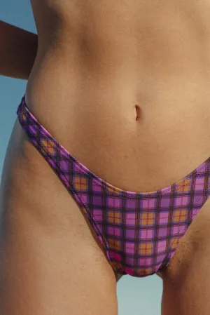 Buffy Thong Bikini Pant - Purple Plaid