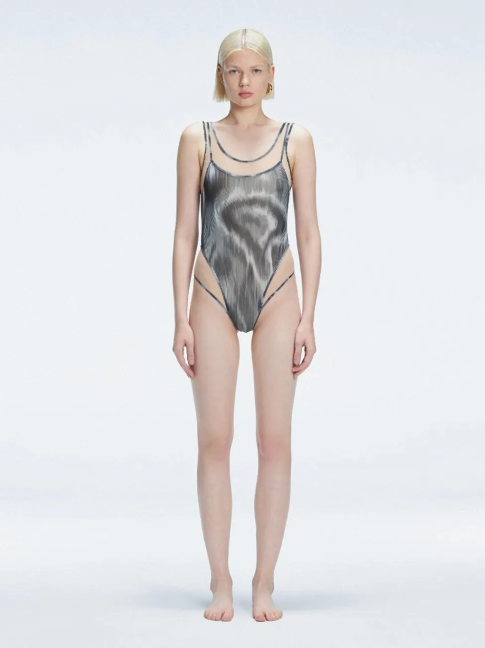 Calista Black  Plunge One Piece Swimsuit
