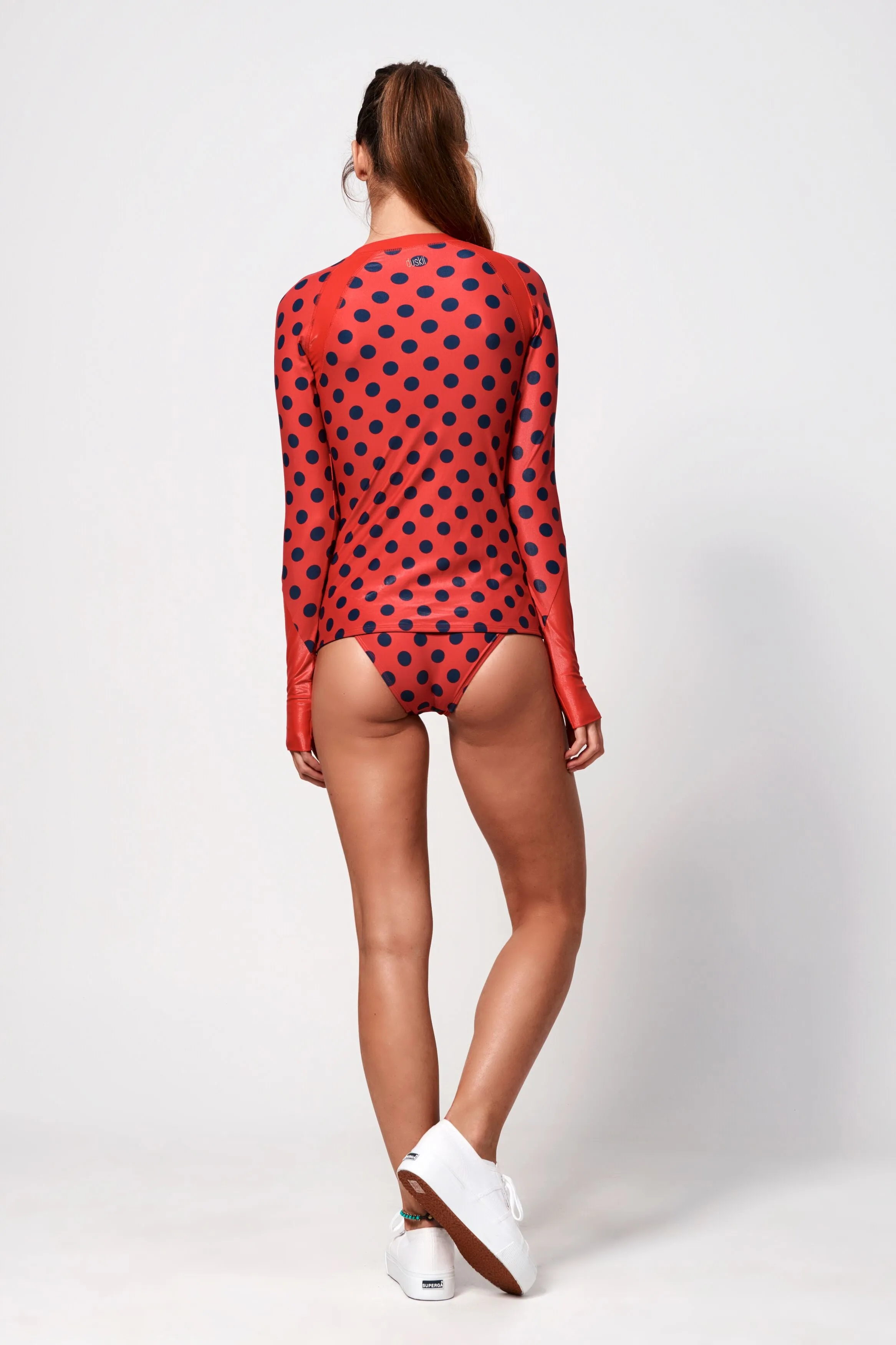 Cerise Banded Bottom | Cherry & Indigo Spot