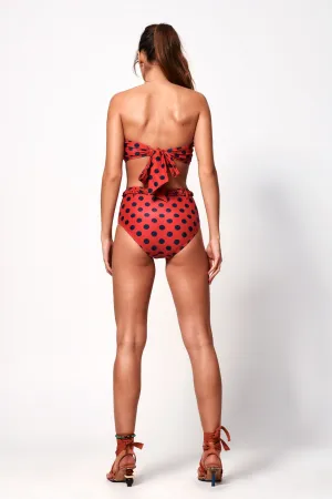 Cerise Belted High Waist Bottom | Cherry & Indigo Spot