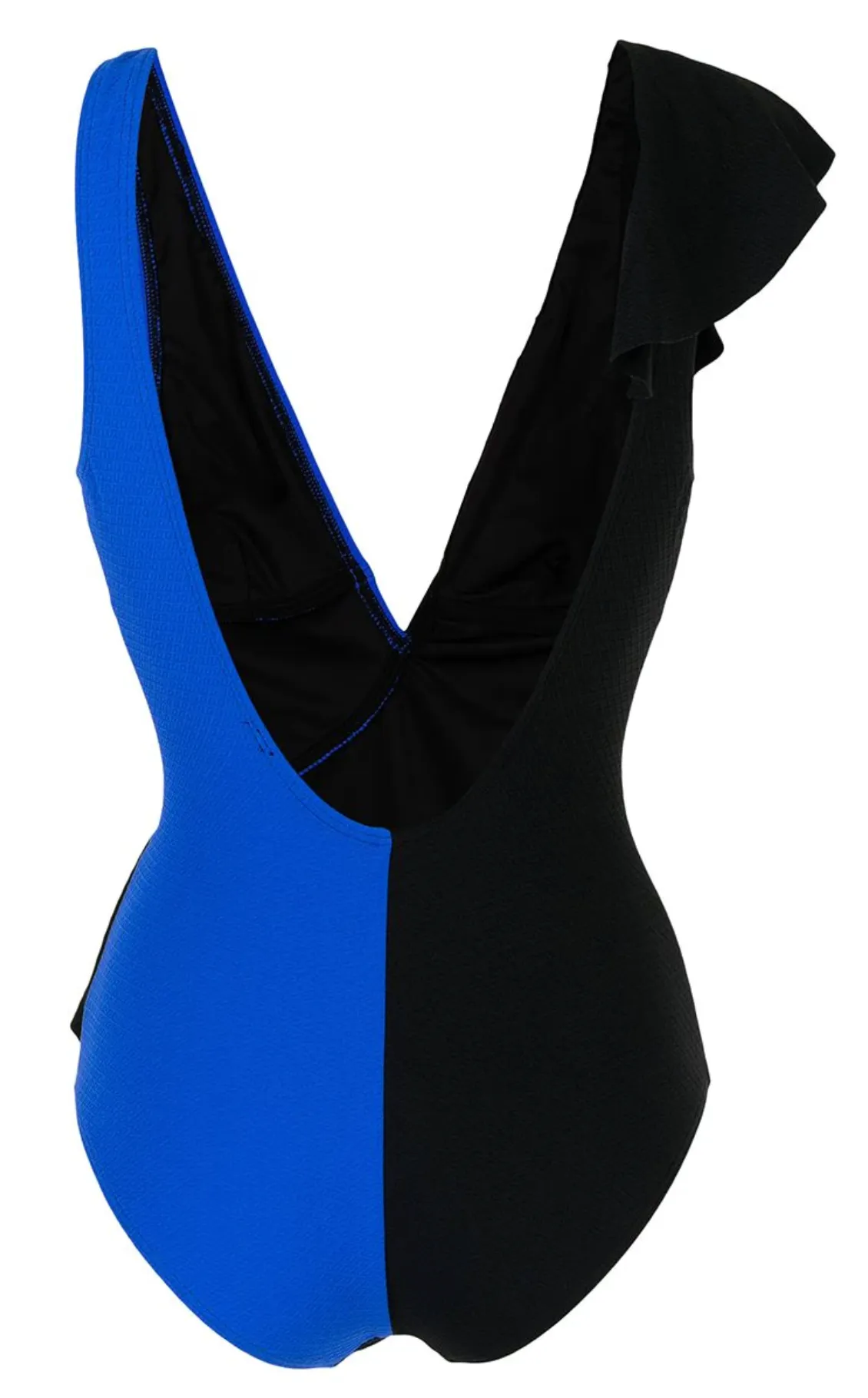 Claire Textured One Piece | Black & Neon Blue
