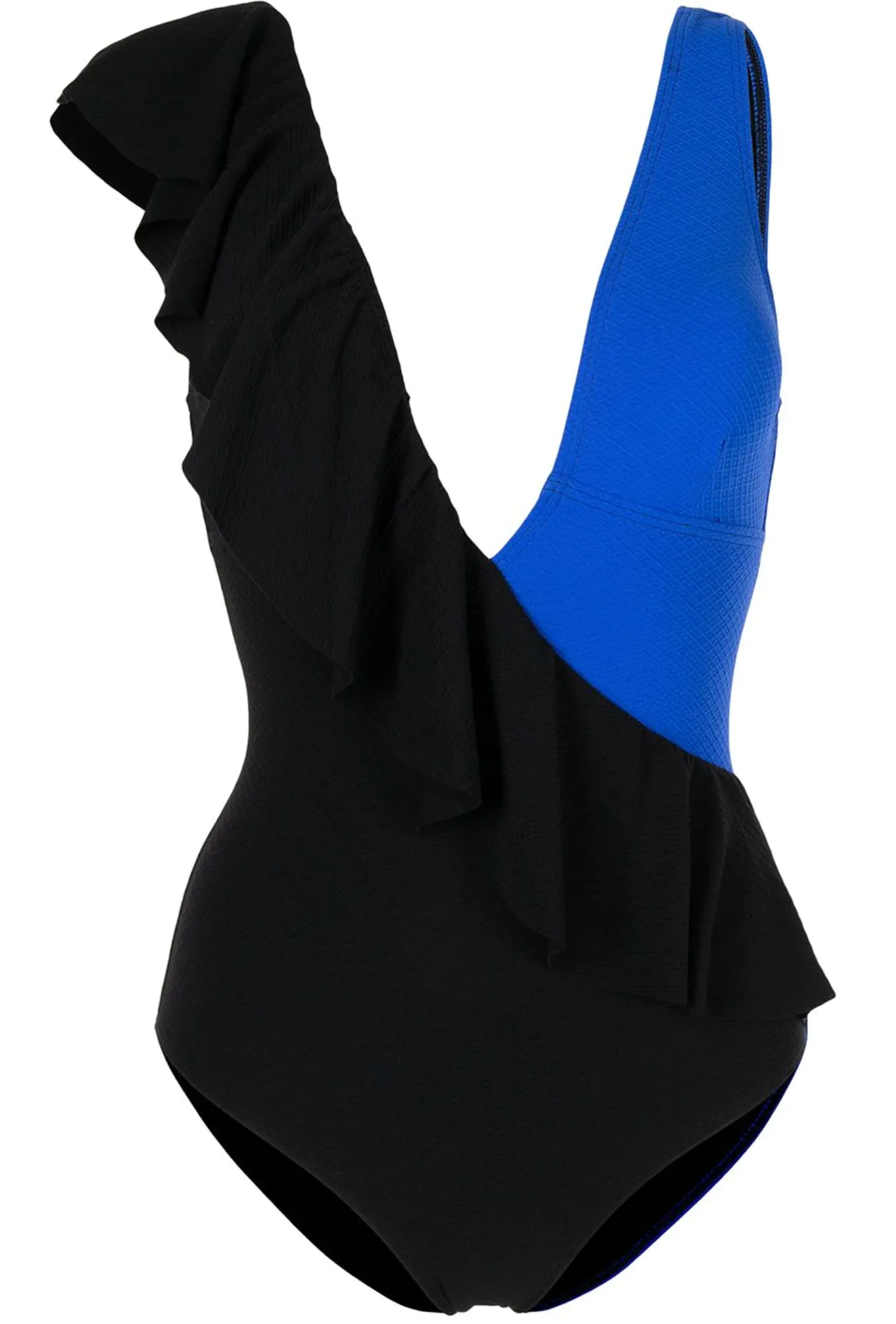 Claire Textured One Piece | Black & Neon Blue