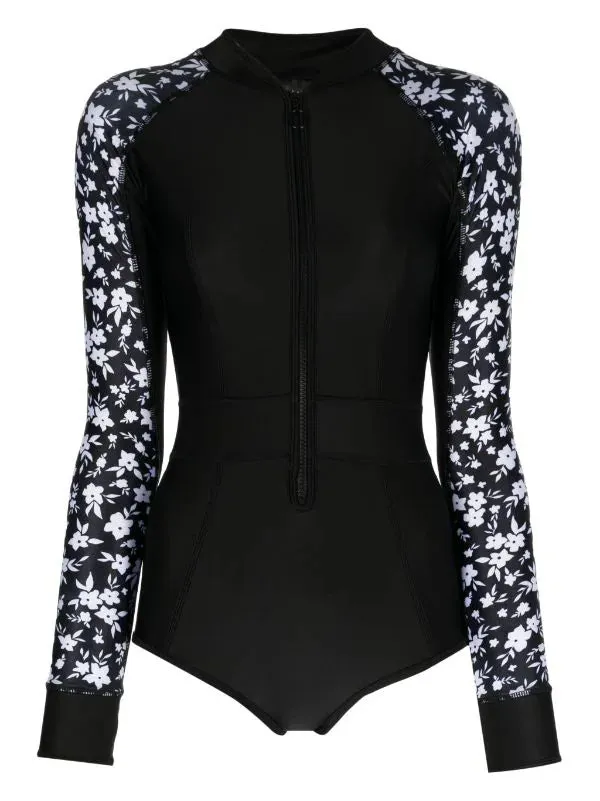 Classic Long Sleeve Suit | Black & Floral