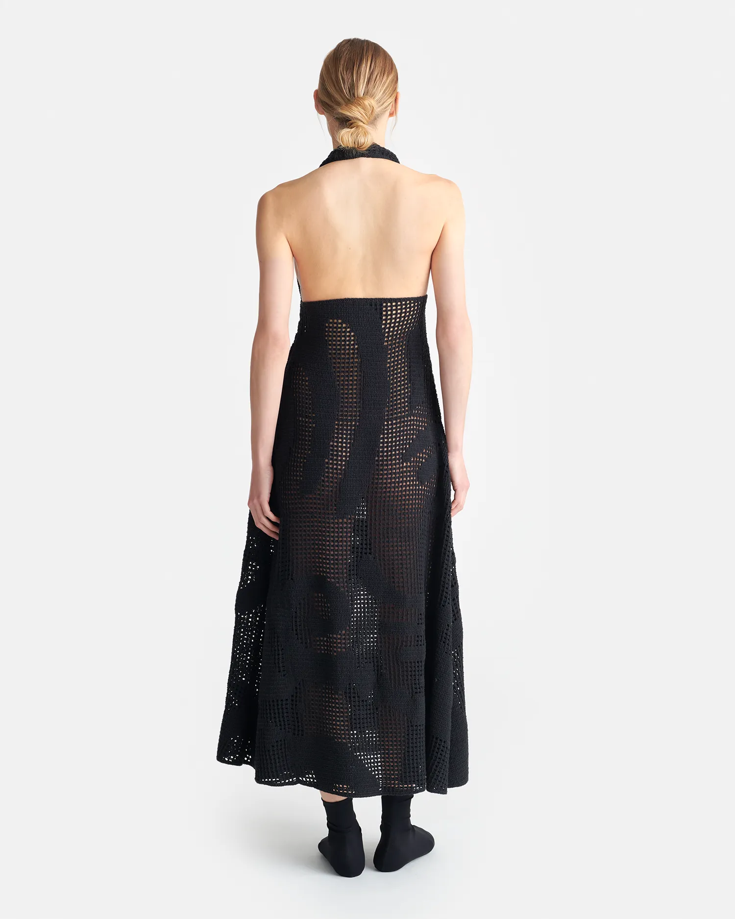 Fotini - Cotton-Crochet Midi Dress - Black