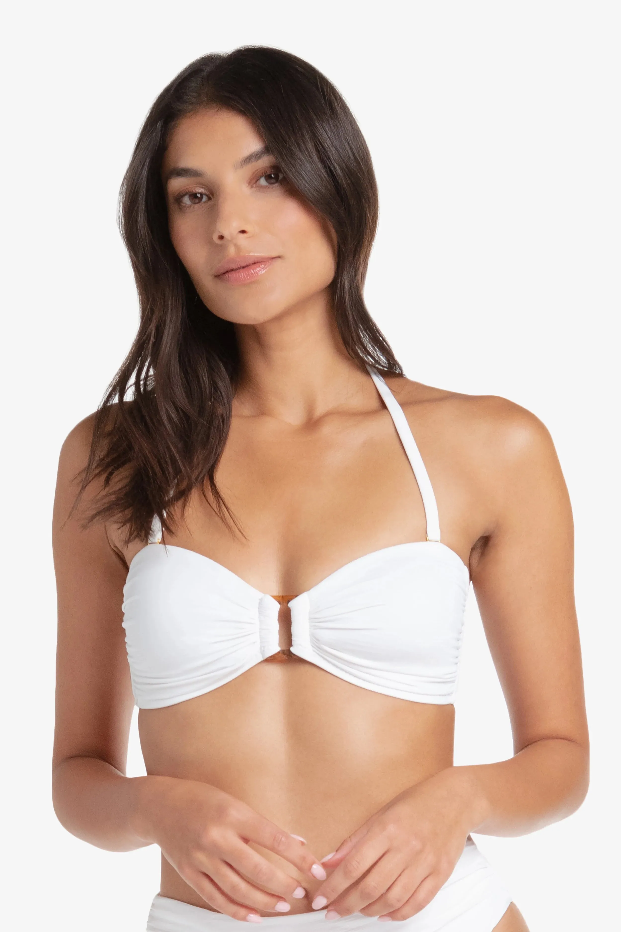 Hook Back Tortoise Bandeau  |  Textured White