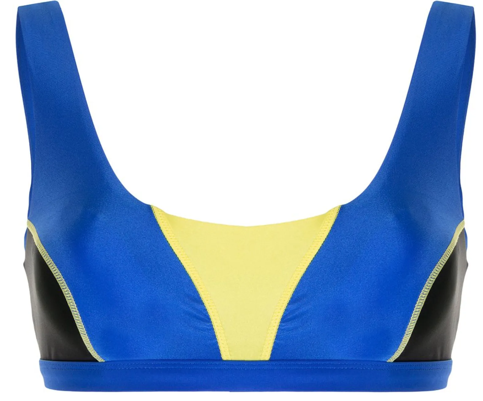 Kate Scoop Sport Top | Neon Blue, Black & Yellow