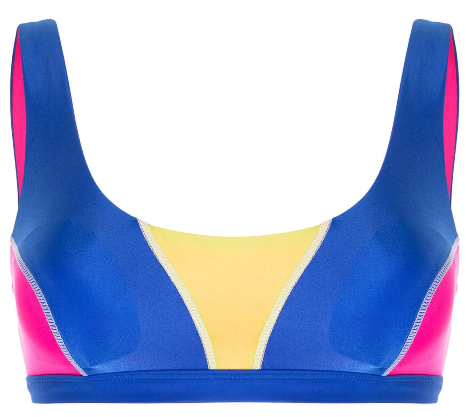 Kate Scoop Sport Top | Neon Blue, Pink & Yellow