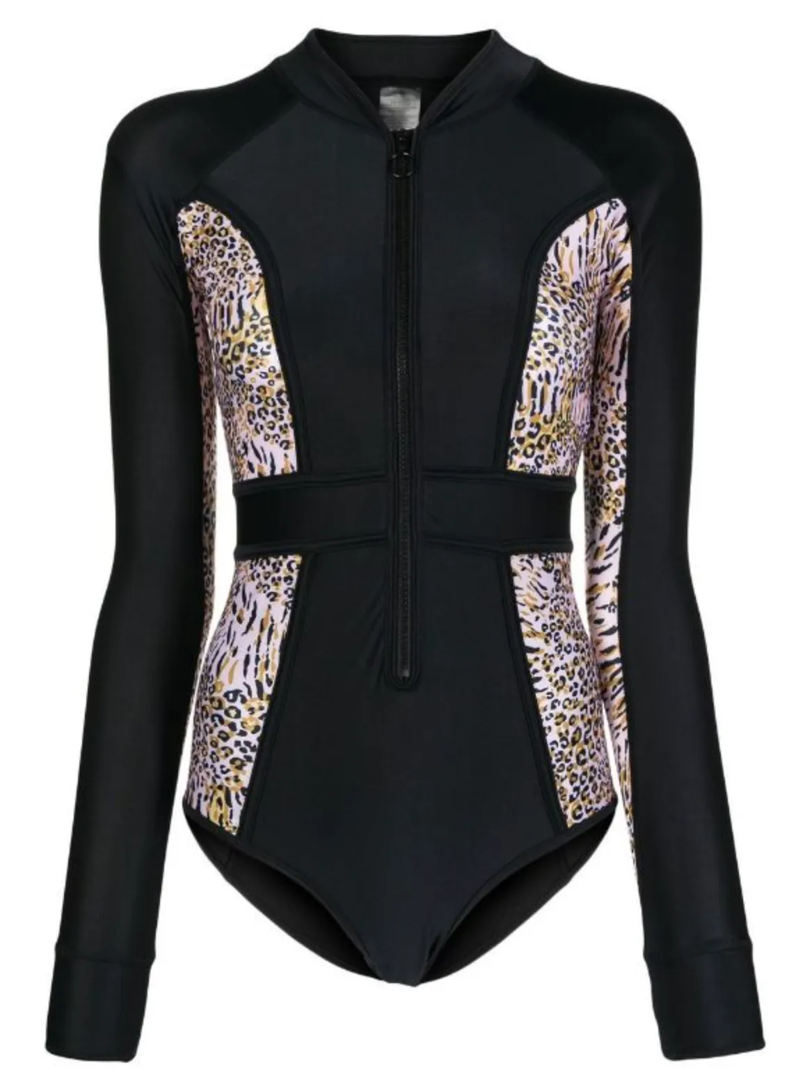 Long Sleeve Paddle Suit | Black & Leopard Print