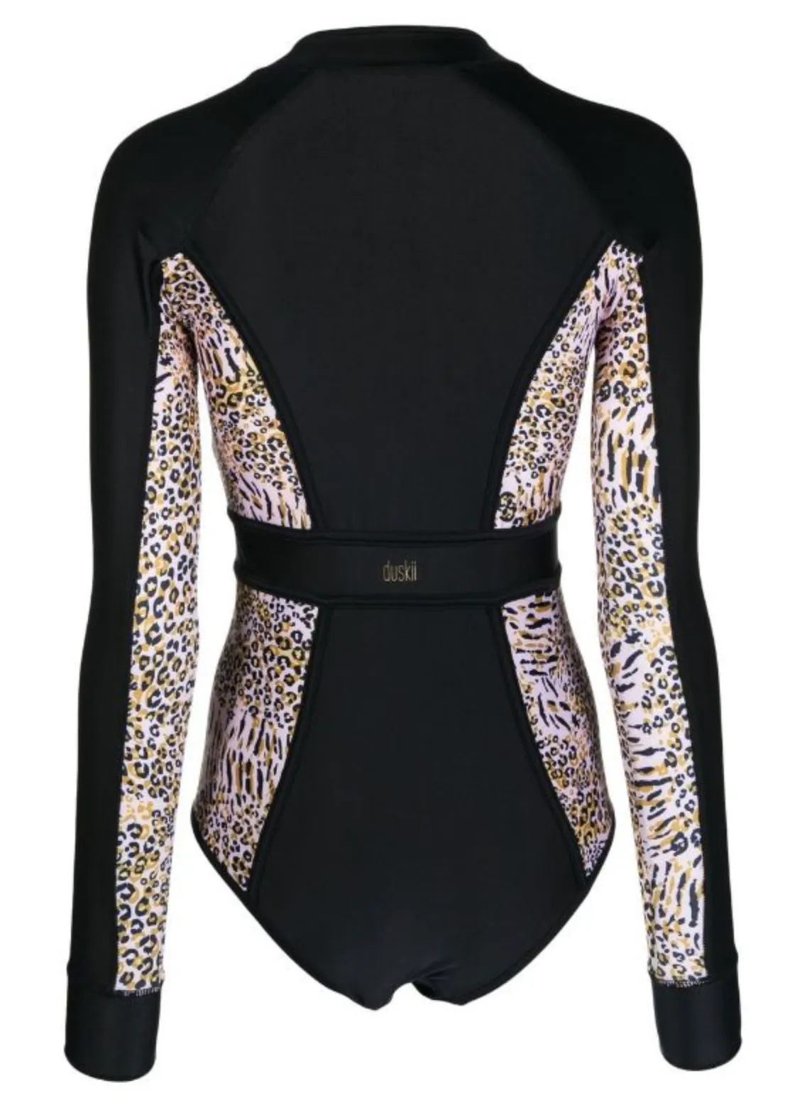Long Sleeve Paddle Suit | Black & Leopard Print