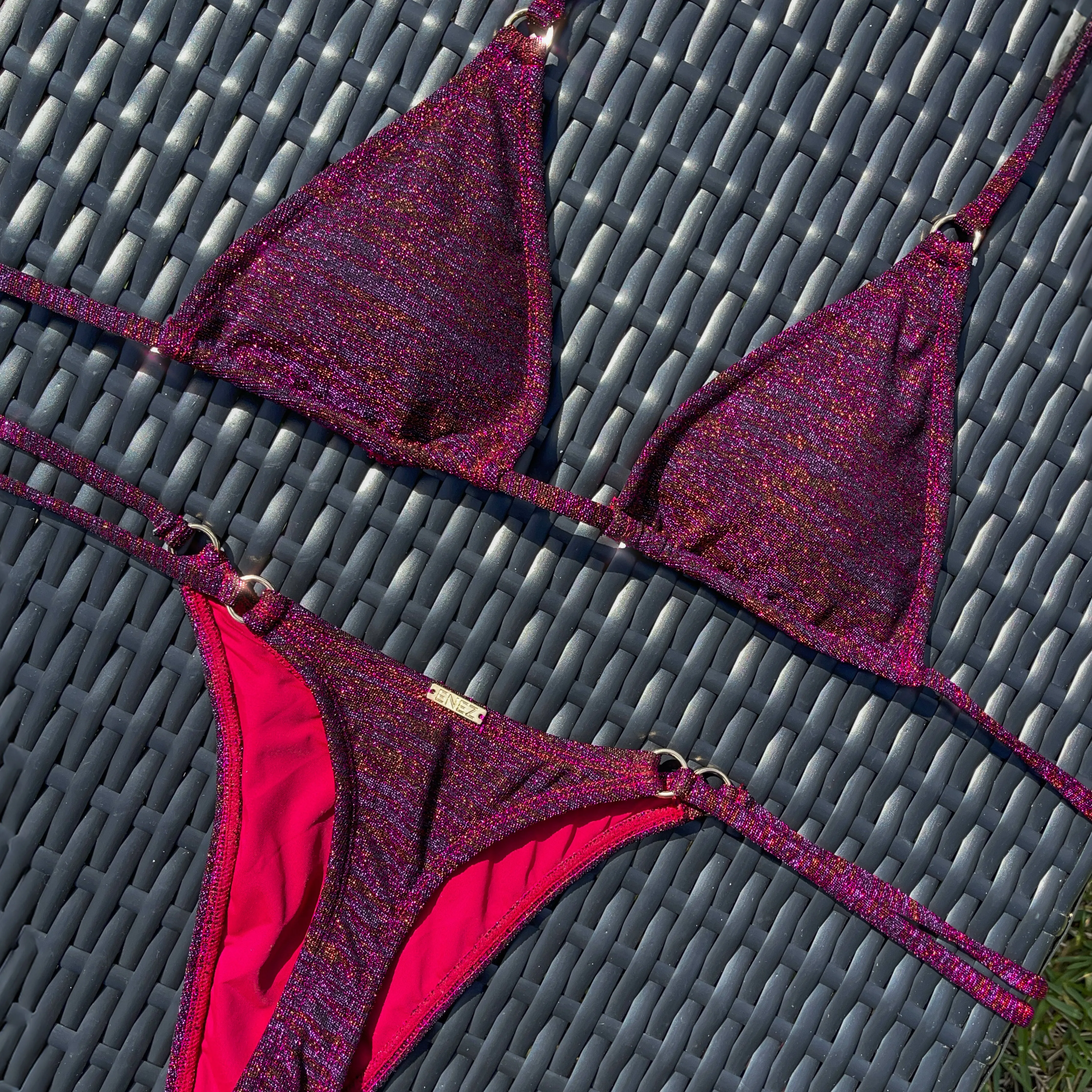 MIRA THONG BOTTOMS - BLACK CHERRY GLITTER