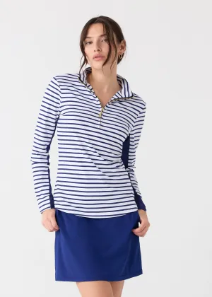 Navy Stripe 1/4 Zip Sport Top
