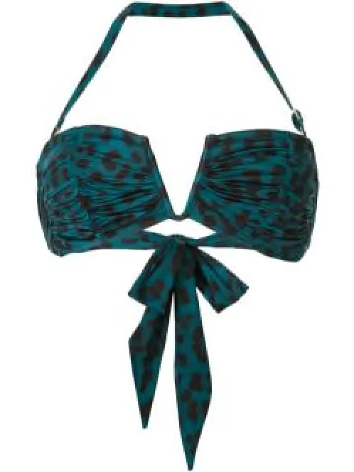 Océane Deep V Bandeau Top  | Leopard Teal