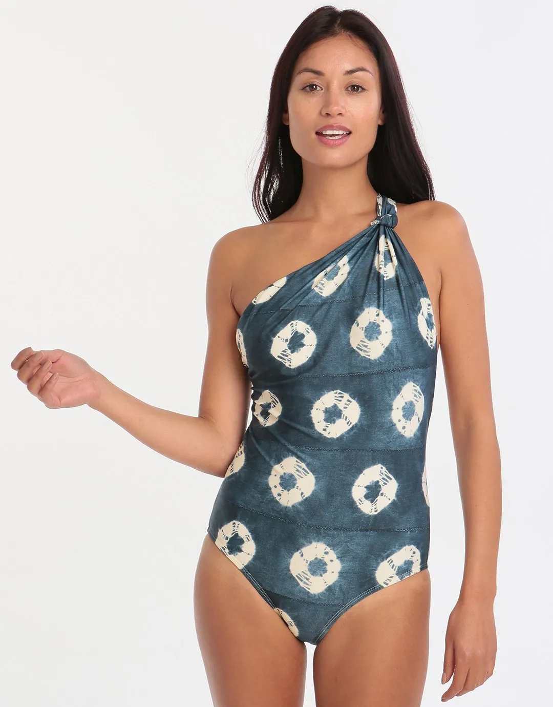 Padang One Shoulder Knot Maillot - Print