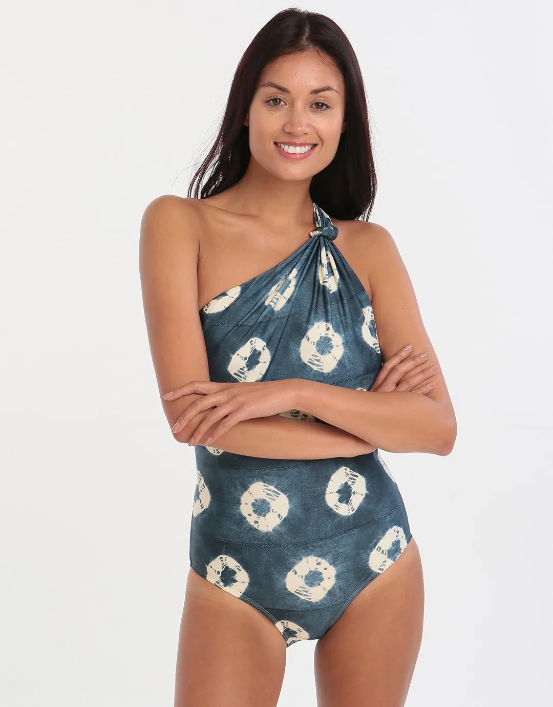 Padang One Shoulder Knot Maillot - Print