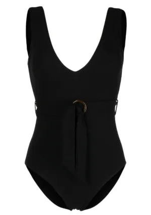 Ribbed Vee One Piece | Black
