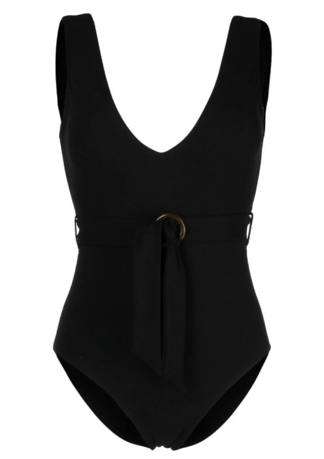 Ribbed Vee One Piece | Black