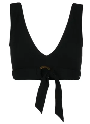 Ribbed Vee Top | Black