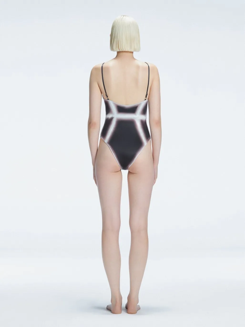Seraphina Black Optical Scoop Neck One Piece Swimsuit