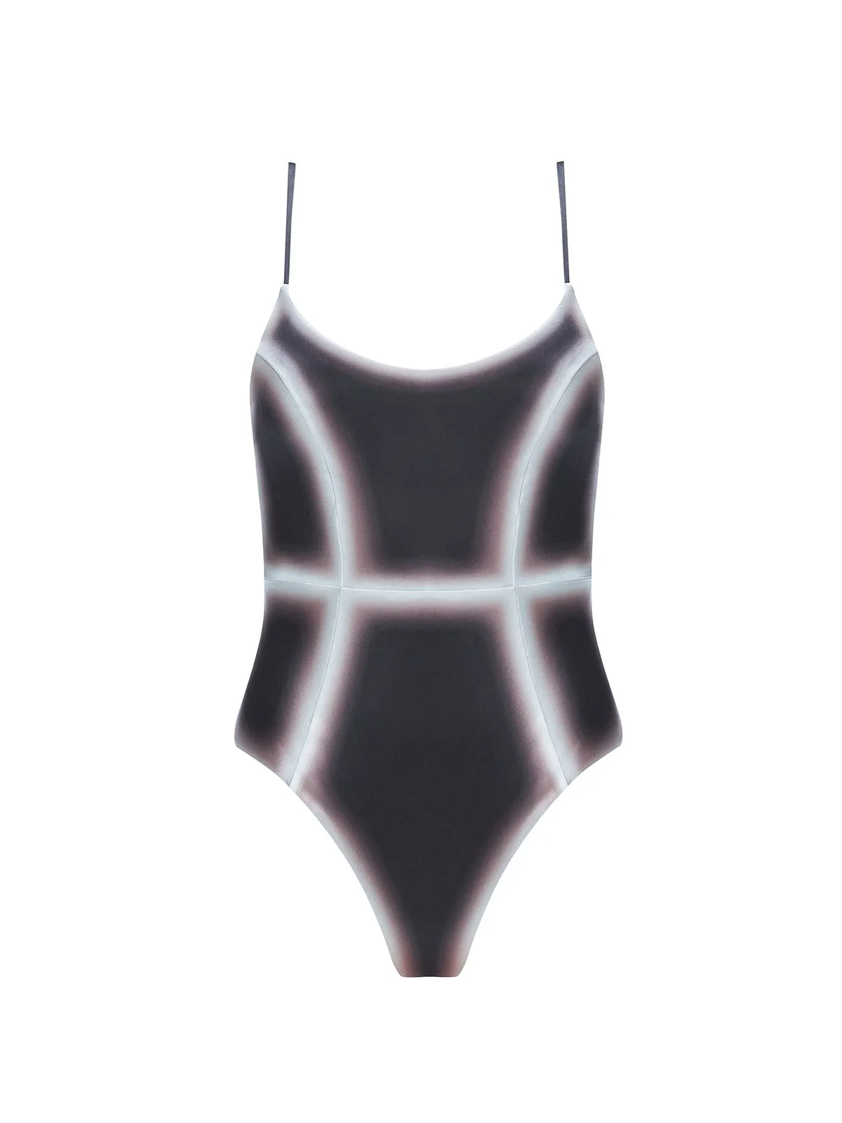 Seraphina Black Optical Scoop Neck One Piece Swimsuit