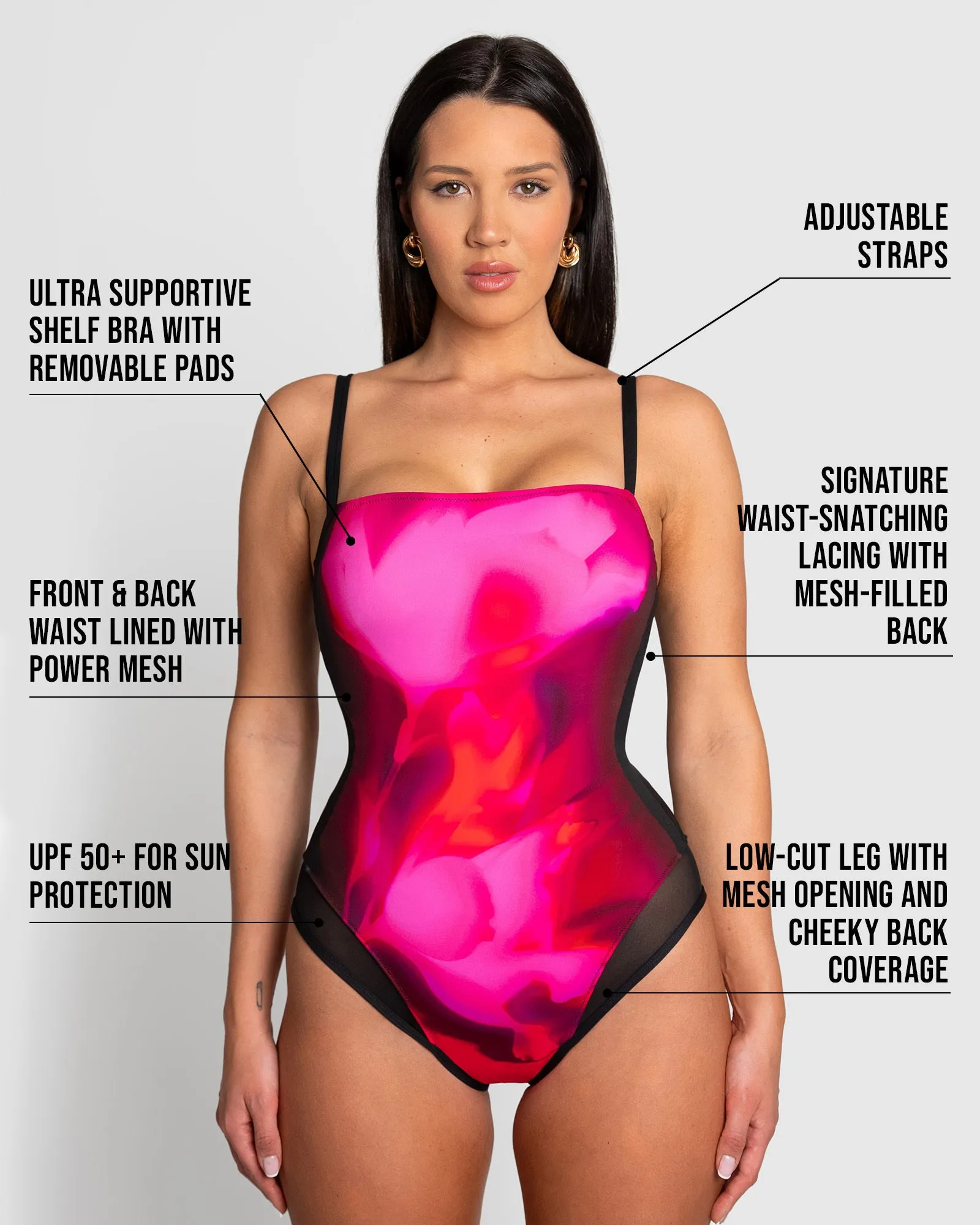 Squarey Thin Strap - Contour Hyperfloral/Black
