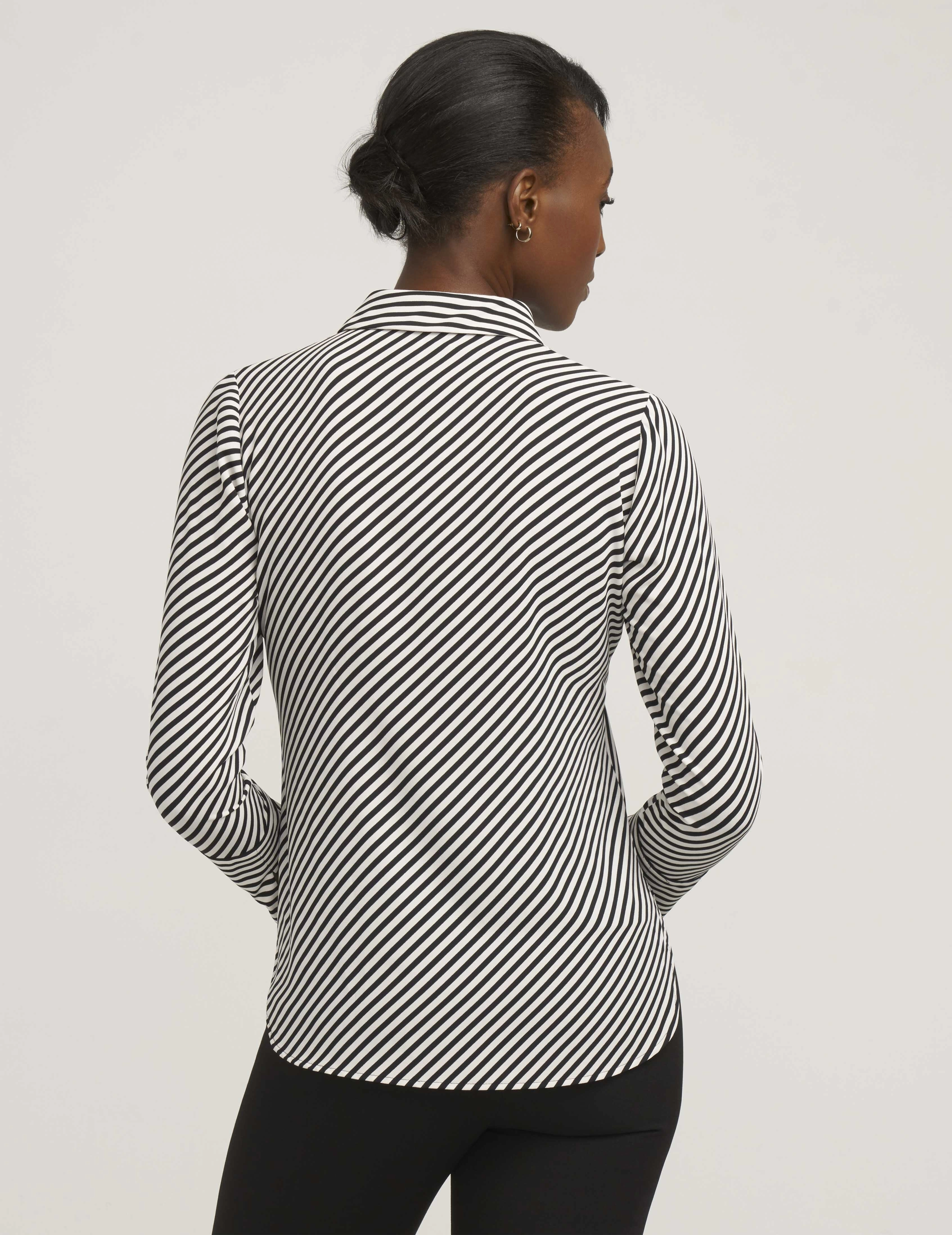 Stripe Blouse With Slit Cuffs- Sale