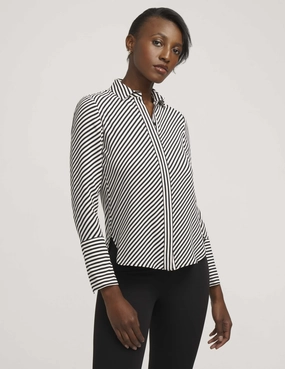 Stripe Blouse With Slit Cuffs- Sale