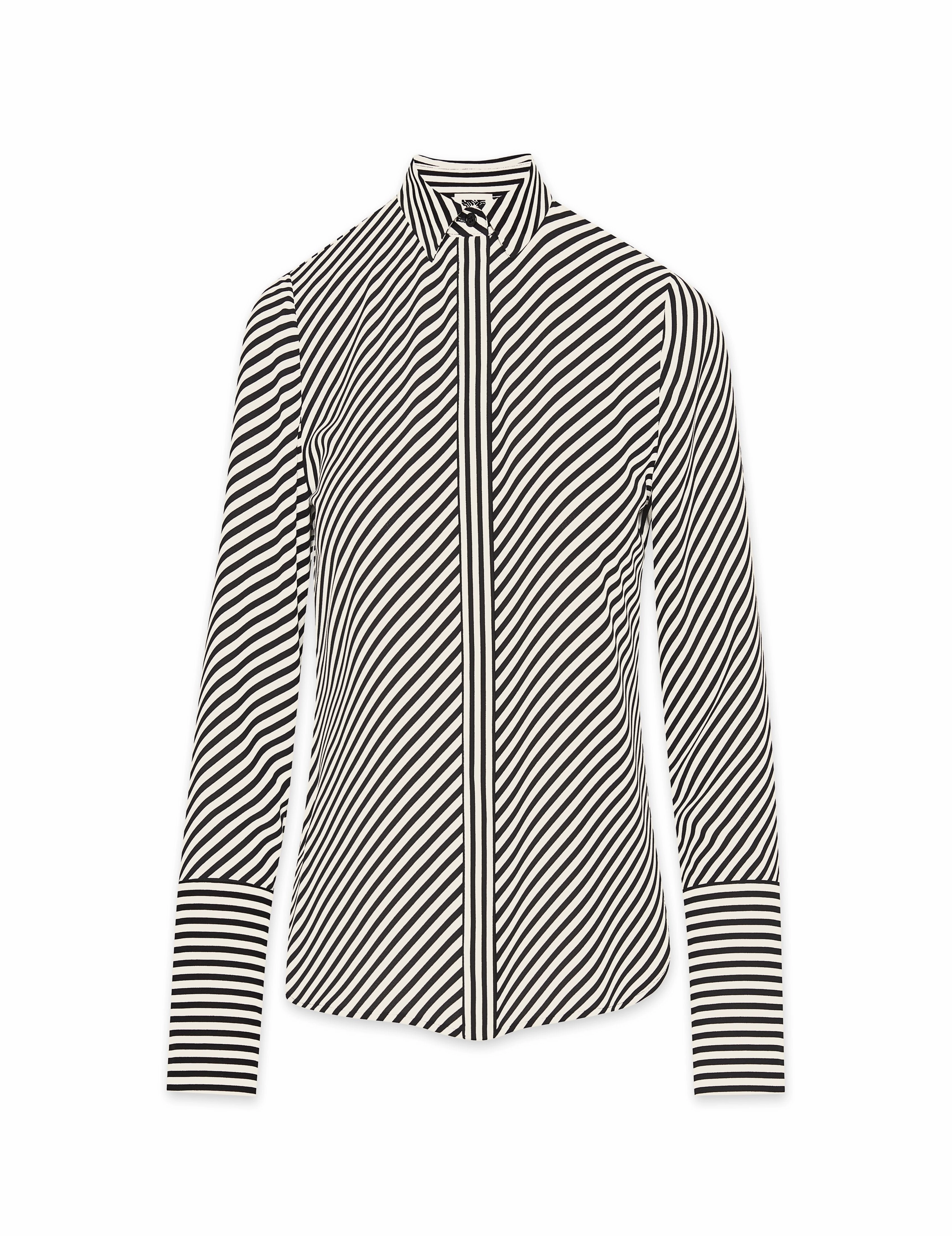 Stripe Blouse With Slit Cuffs- Sale