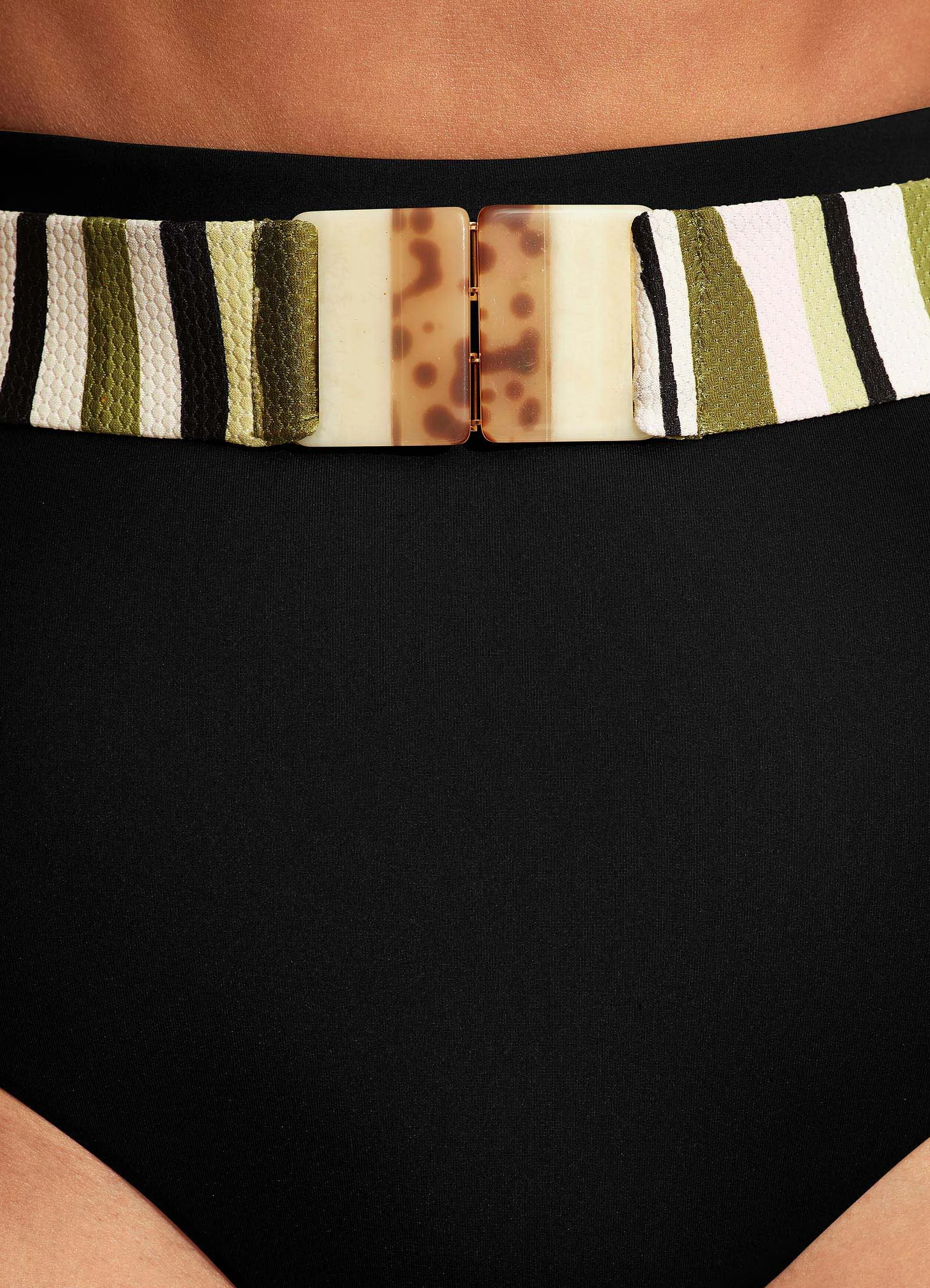 Sun Stripe High Waisted Pant With Belt - Avocado