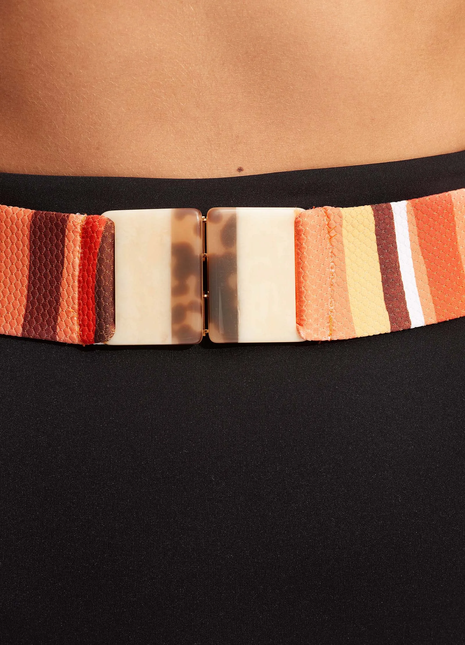 Sun Stripe High Waisted Pant With Belt - Black