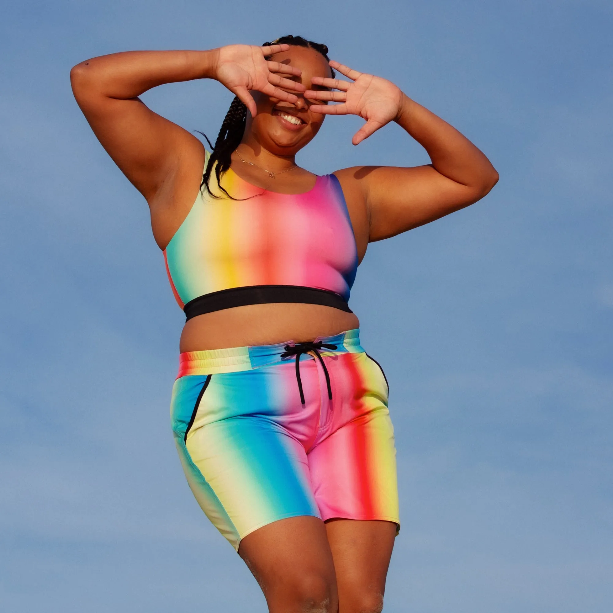 Swim Reversible Sport Top - Melting Rainbow