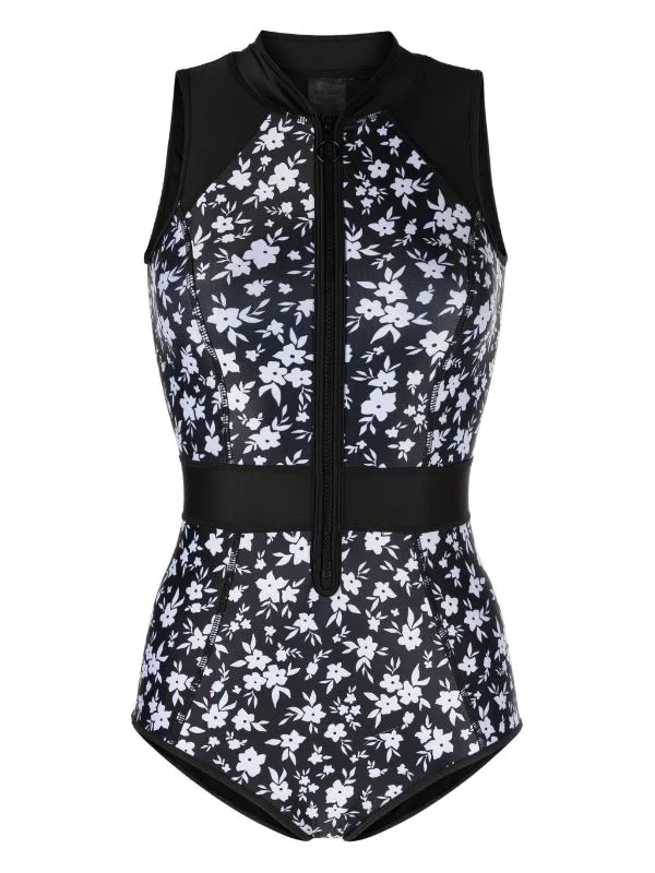 Tank Suit | Black & White Floral