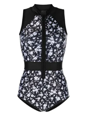 Tank Suit | Black & White Floral