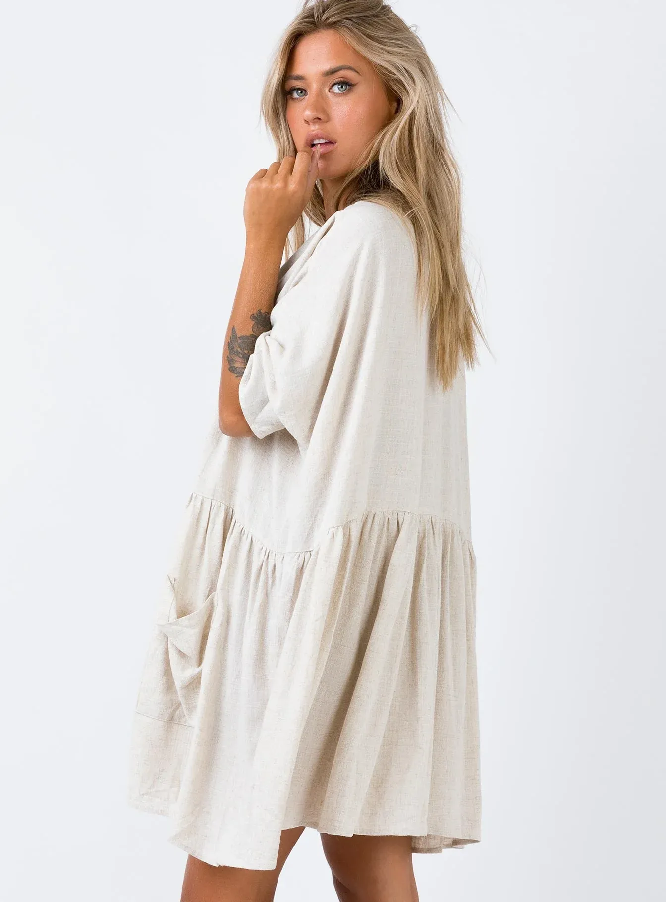 The Sandy Mini Dress Natural Lower Impact