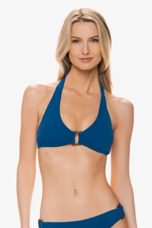 Tortoise Halter  |  Jacquard Textured Marine Blue