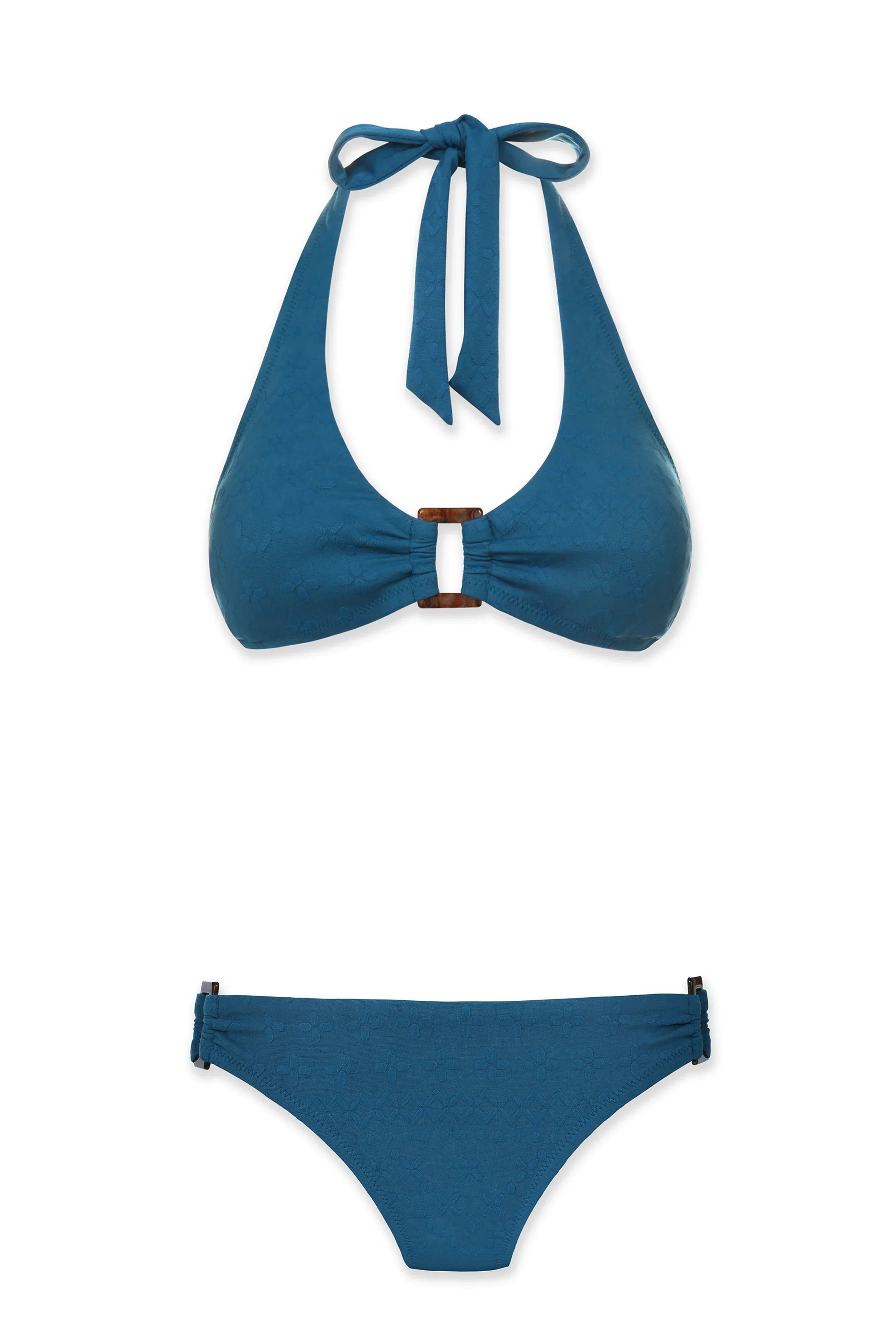 Tortoise Halter  |  Jacquard Textured Marine Blue