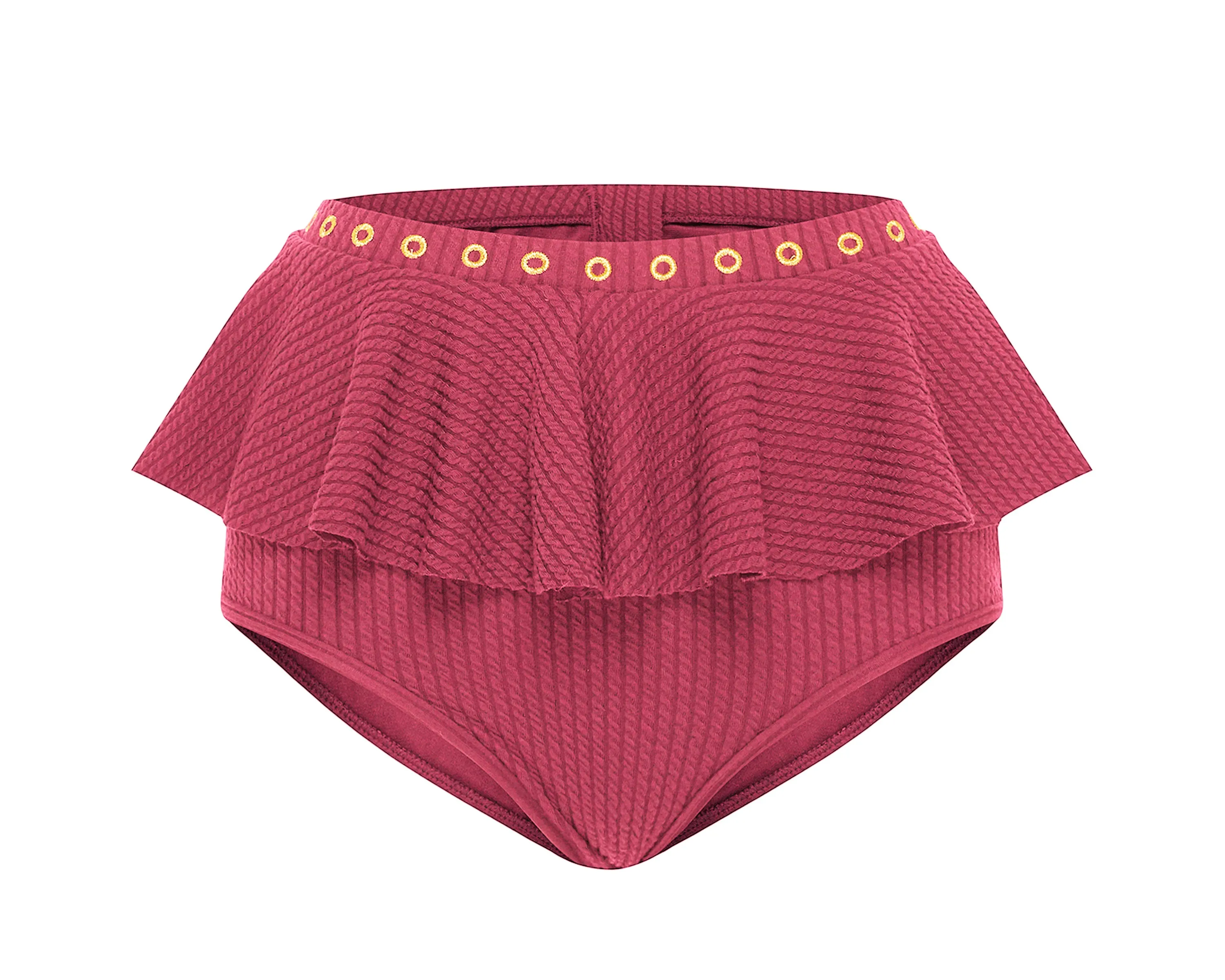 Venice Frill High Waisted Bikini Bottom | Raspberry